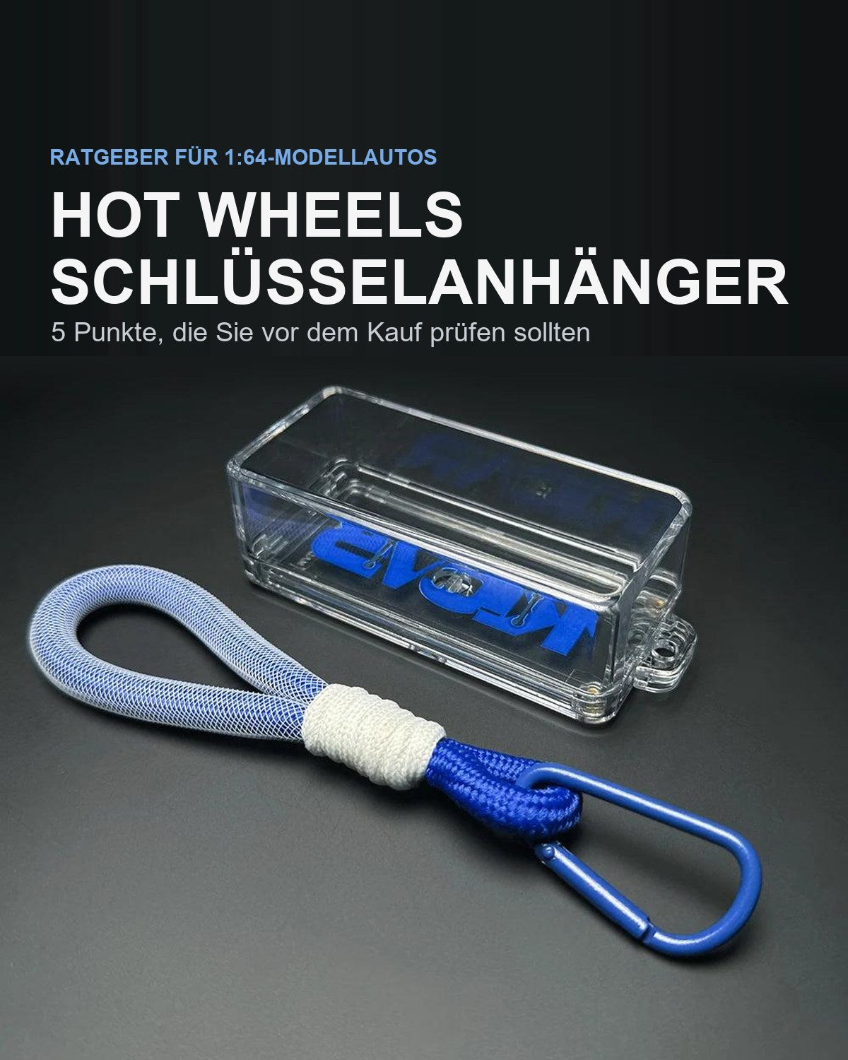 Hot Wheels Schlüsselanhänger: Kicar Pocket Case aus klarem Acryl mit Trageband und Karabiner