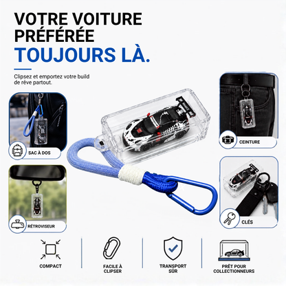Votre voiture préférée toujours là – KicarBox accrochée au sac à dos, à la ceinture, au rétroviseur et aux clés